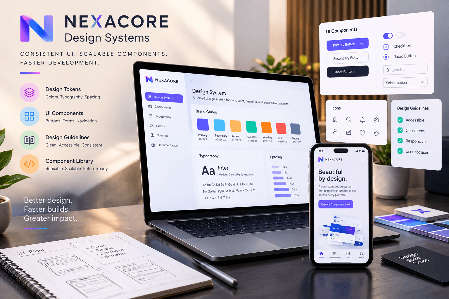 NexaCore Design Systems reusable interface and design token system